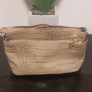 Davina Firenza Taupe leather clutch handbag